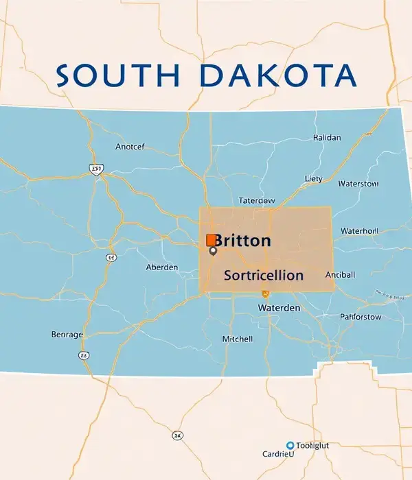 Map showing Weber Body Shop service area across Northeast South Dakota
